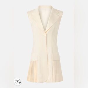 Sleeveless Cream Pleated Hem Mini Dress